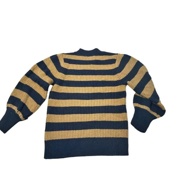 Halogen X Atlantic-Pacific Striped Crewneck Sweater Blouson sleeves XS - Picture 5 of 7